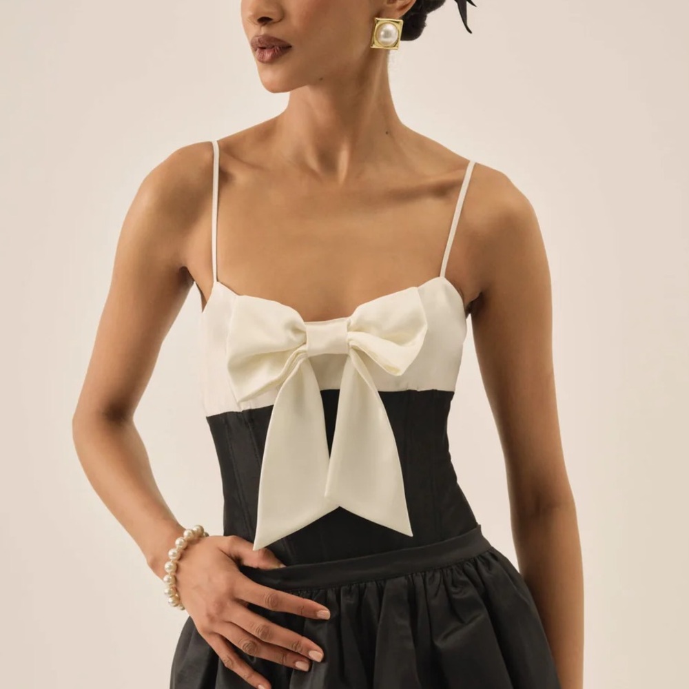 For Love & Lemons Emalie Taffeta Bodysuit